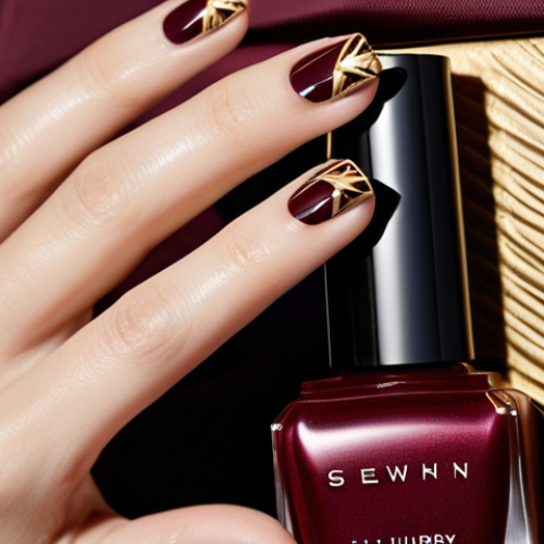 네일아트 브랜드 협업 사례 - **Prompt:** A close-up of an elegant woman's hand, adorned with sophisticated, high-fashion nail art...