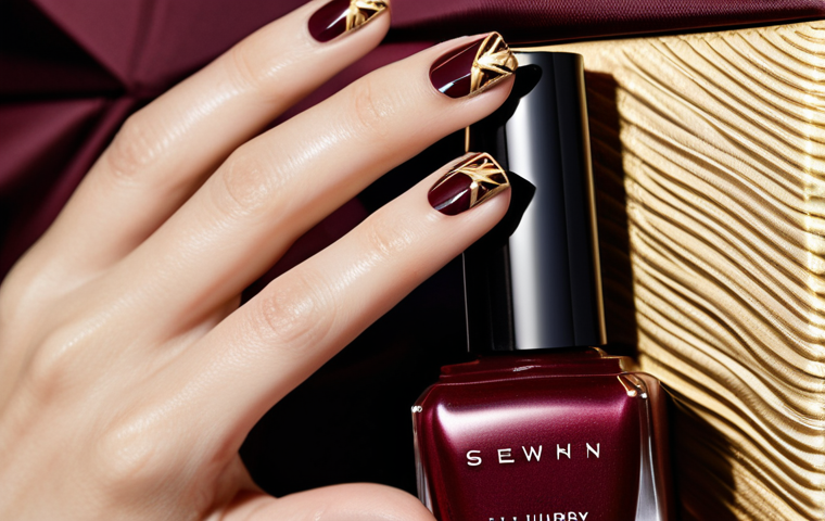 네일아트 브랜드 협업 사례 - **Prompt:** A close-up of an elegant woman's hand, adorned with sophisticated, high-fashion nail art...