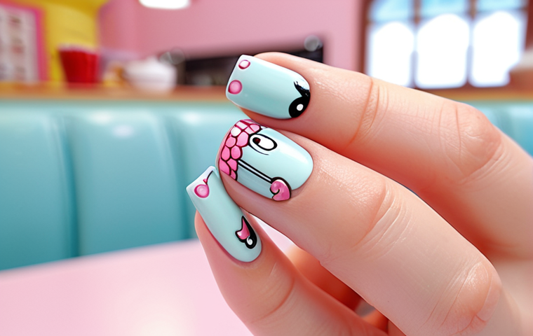 네일아트 브랜드 협업 사례 - **Prompt:** A close-up of an elegant woman's hand, adorned with sophisticated, high-fashion nail art...