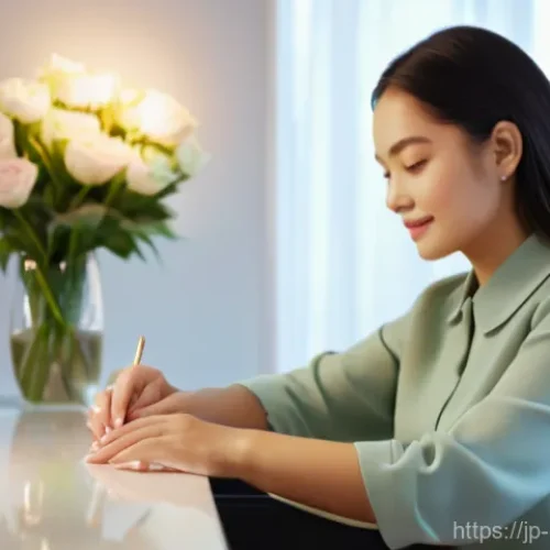 네일아트 고객 리뷰 관리 - **Prompt:** A serene and luxurious nail salon interior, bathed in soft, warm lighting. In the foregr...