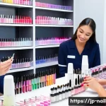 네일아티스트 학원 추천 및 후기 - A modern nail art classroom scene featuring a diverse group of students and an experienced female in...